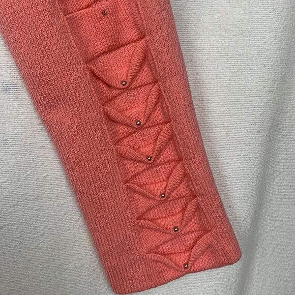 St John sport womens p small pink wool knit zip up braided sweater barbie vintag - Picture 11 of 13